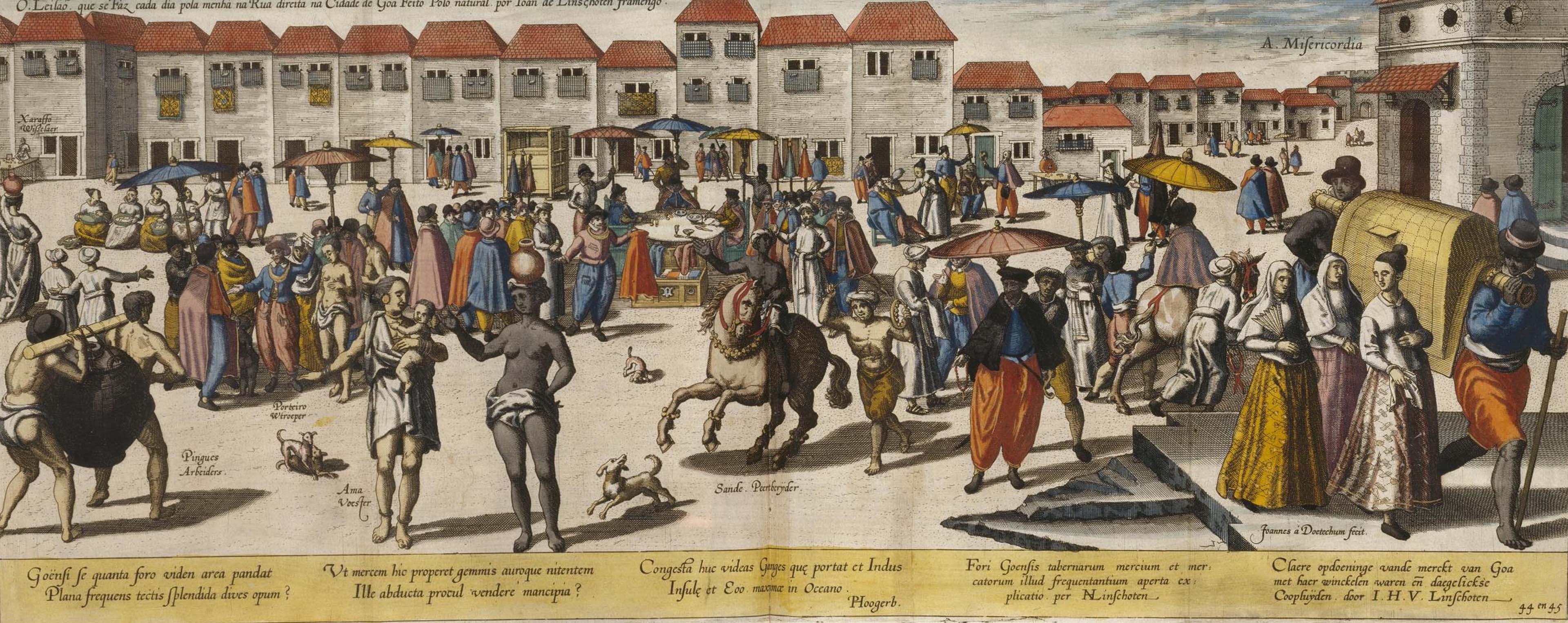 View of the Market in Goa, Jan Huyghen van Linschoten, ca 1596
