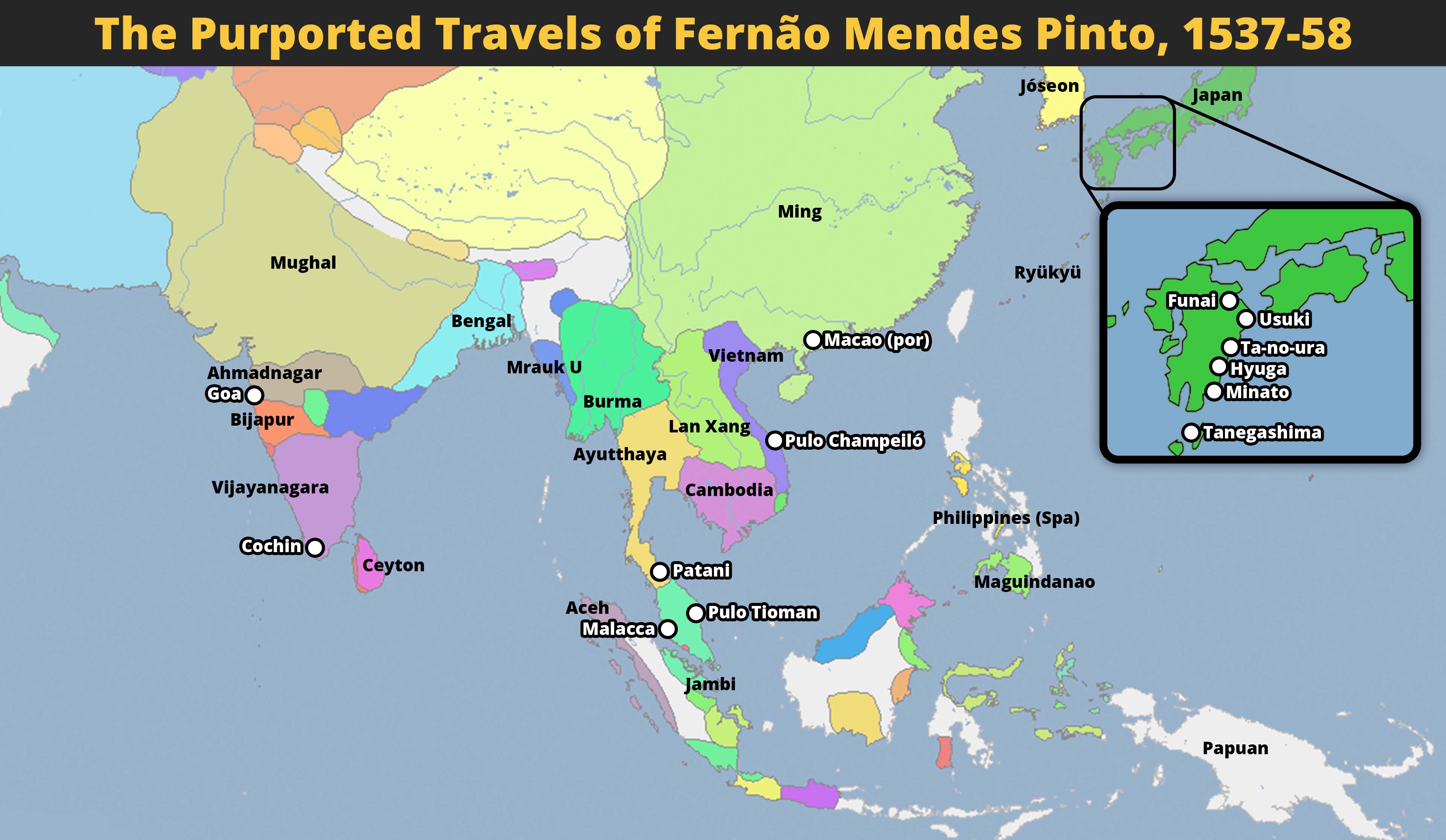 The Purported Travels of Fernão Mendes Pinto, 1537-58
